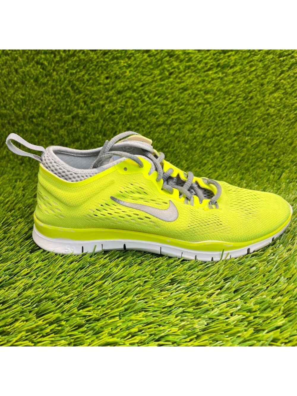 Nike Free 5.0 Womens Size‎ 5.5 Neon Yellow Gray Athletic Running Shoes Sneakers